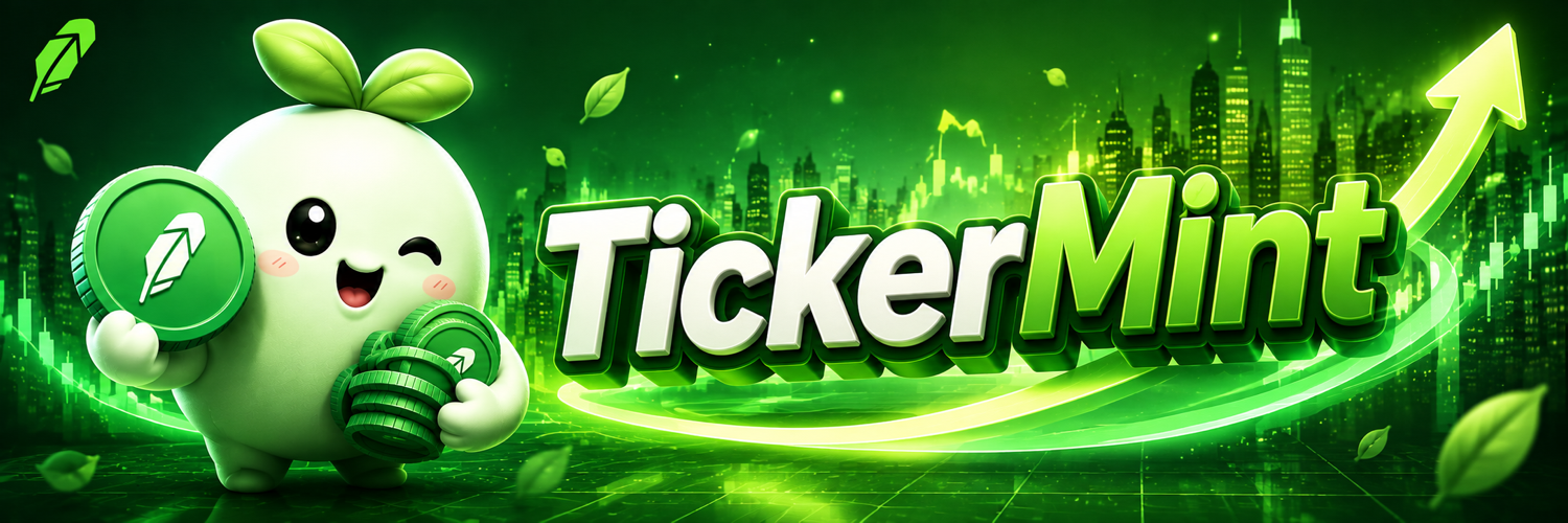 TickerMint mascot and brand banner